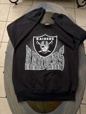 Vintage Team Rated Oakland Raiders Crewneck Sweatshirt Black Size Large